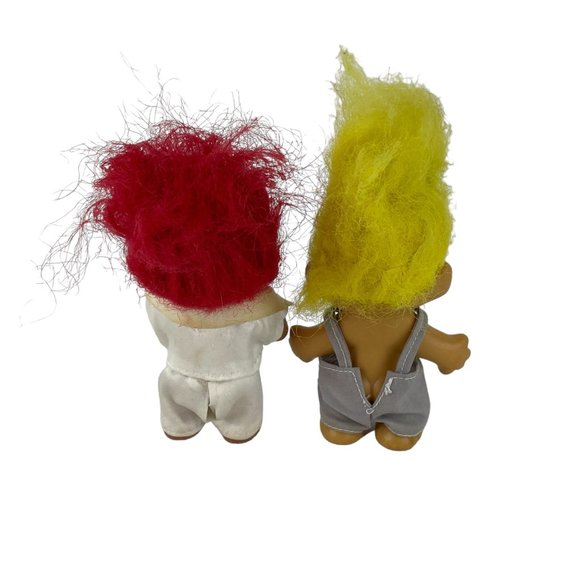 Vintage Troll Toy Figures Yellow Red Hair White Tuxedo w/Extra Outfit - Picture 3 of 5
